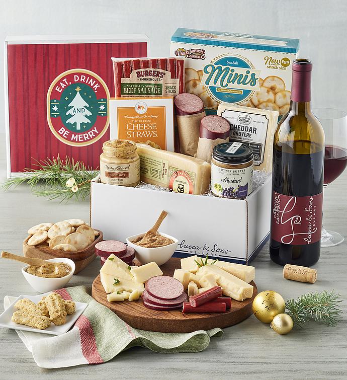 Lucca & Sons Holiday Market Box with Wine